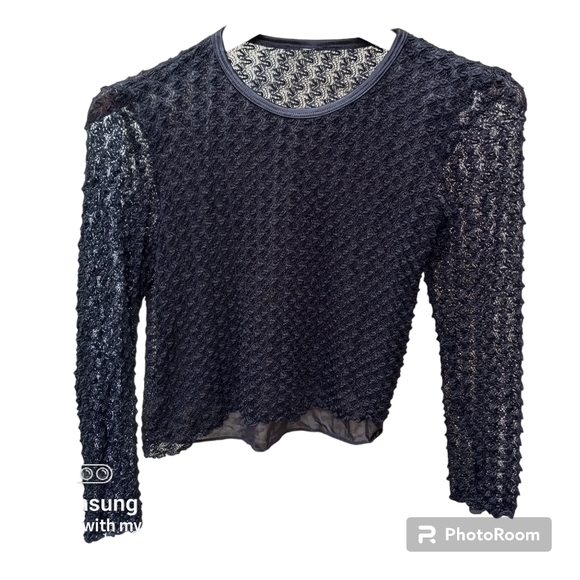 Vintage Tops - CROP Vintage Stretch Bubble Fabric